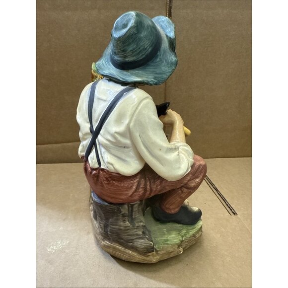 Norleans Japan Bisque Porcelain Man & Dog Figurine Mid-Century 7.5" Collectible - Picture 3 of 9